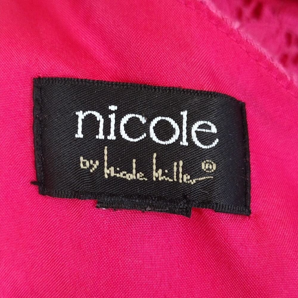 Nicole by Nicole Miller Hot Pink Lace Sleeveless Peplum V Neck Top Flowy Blouse - Picture 8 of 10